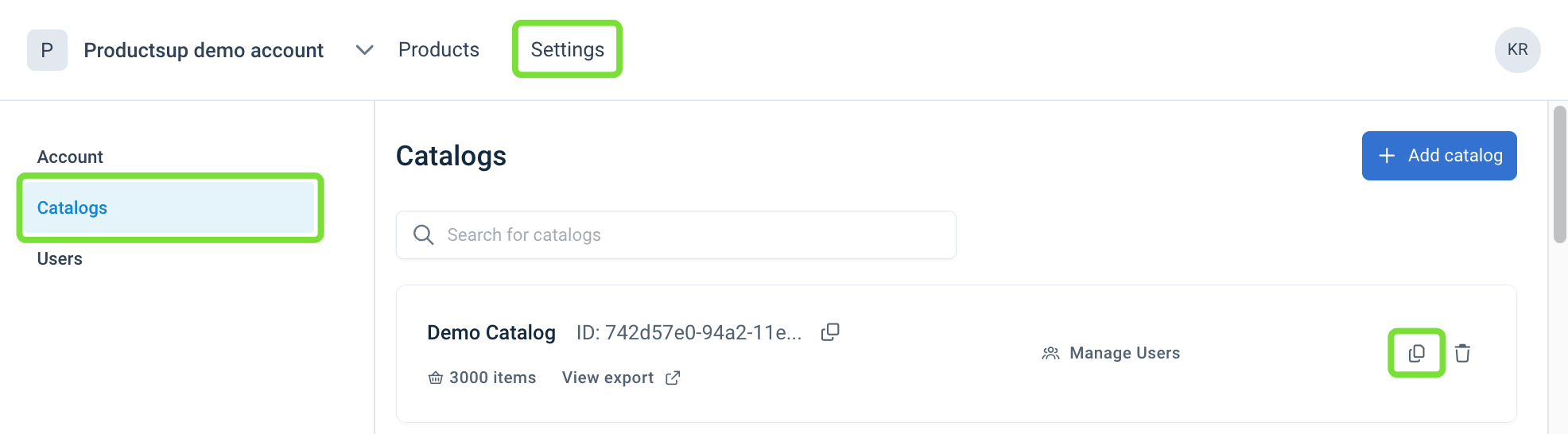 Duplicate a catalog icon in Content Portal