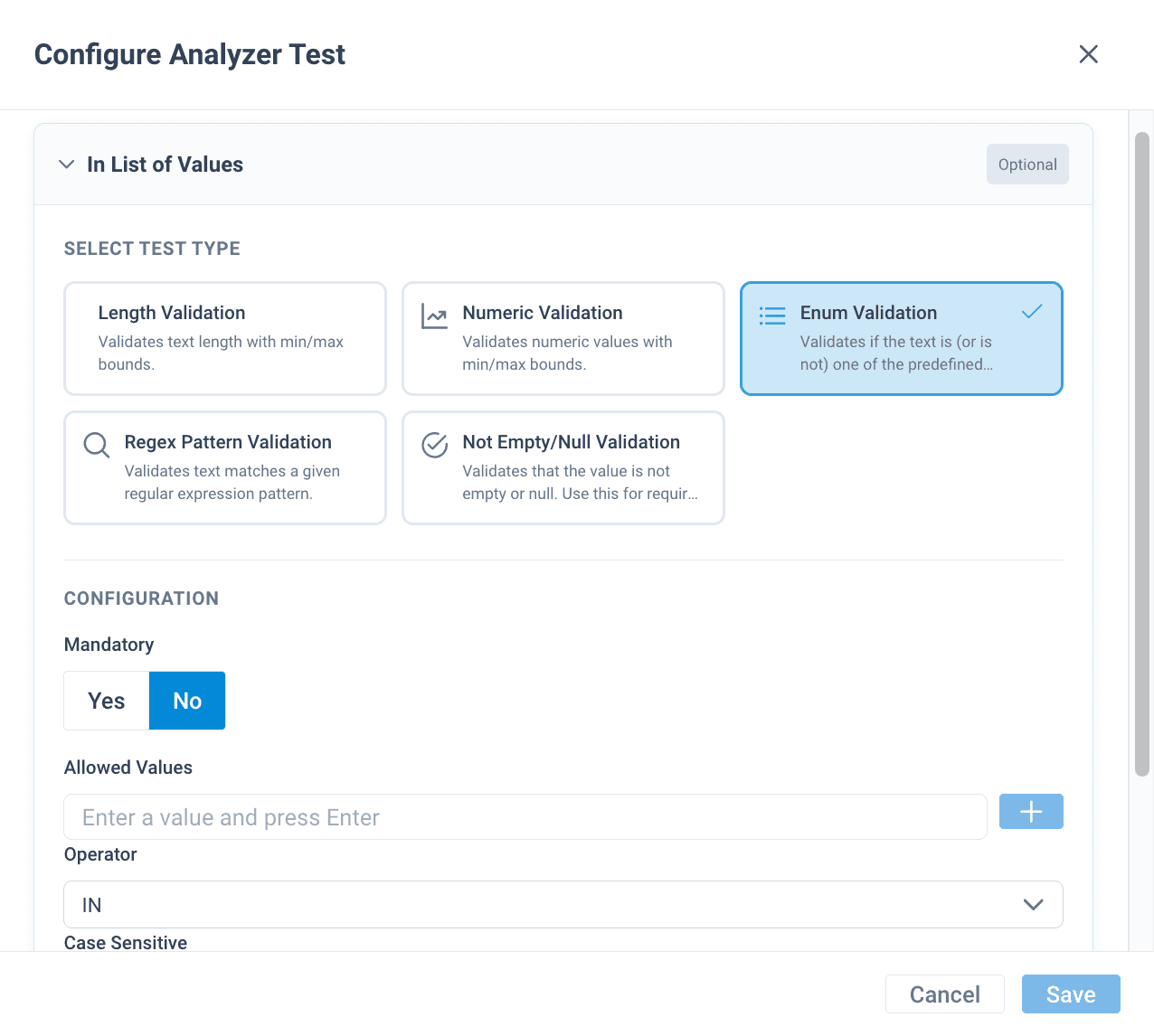 Enum validation analyzer test