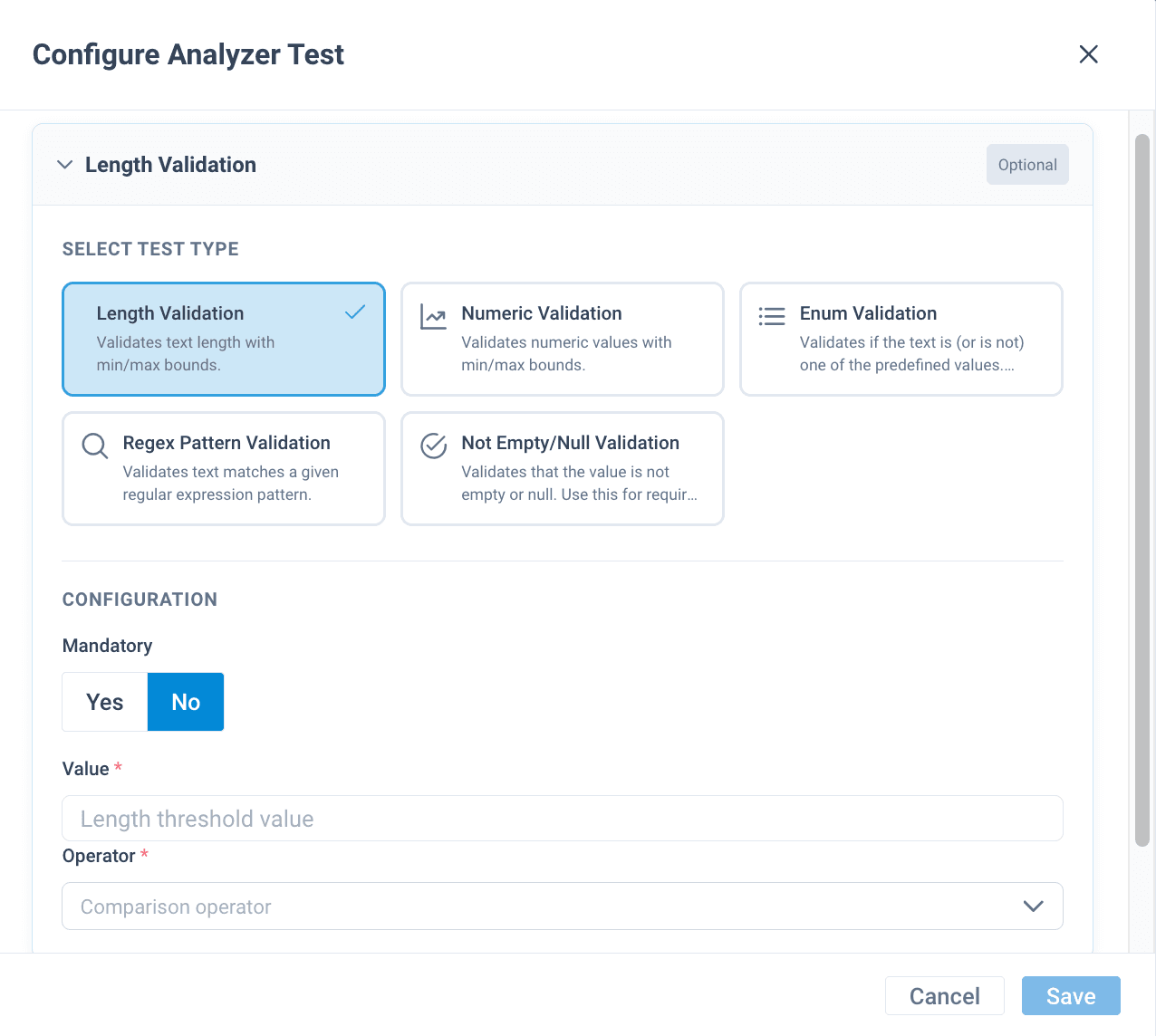 Length validation analyzer test